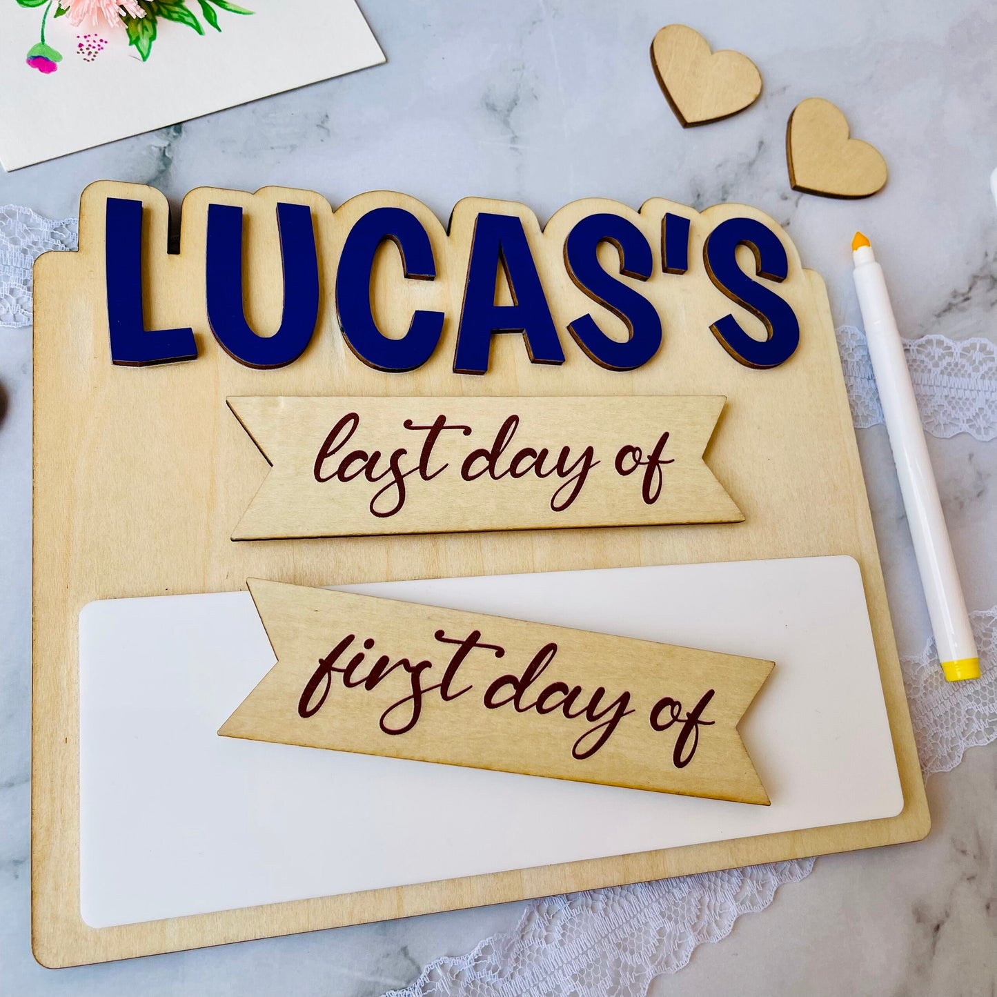 Personalized First Day of School Sign: Reusable Wood School Photo Prop