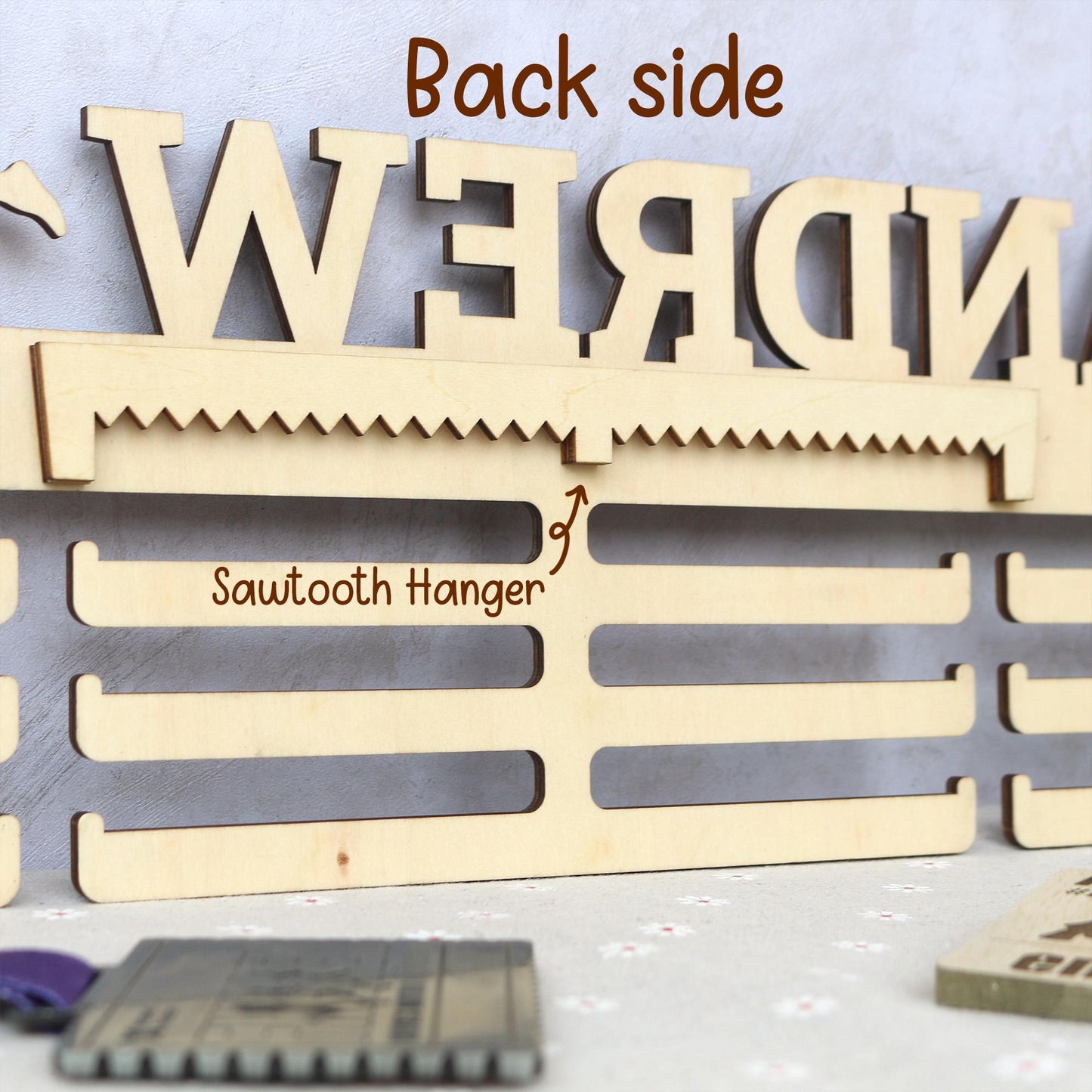 Personalized Wooden Medal Display Hanger: Custom Name & Sport