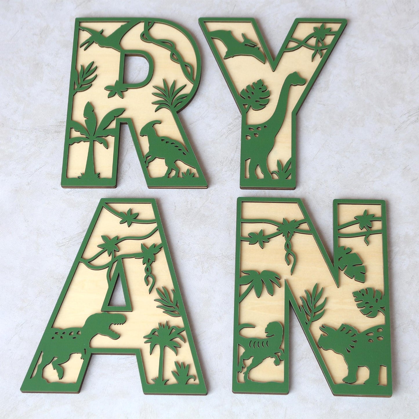 Personalized Dinosaur Name Sign: 3D Wooden Letters, Nursery Decor