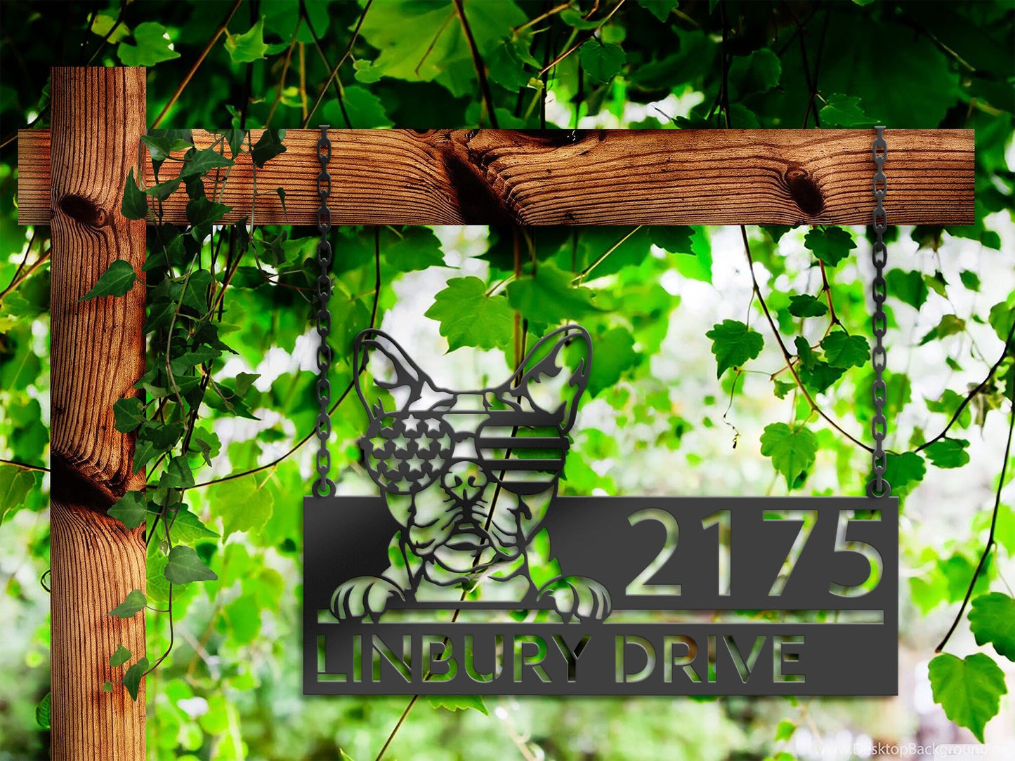 Personalized Boston terrier dog US flag glasses Metal Address Sign House number Hanging Address Plaque Yard Sign Outdoor decor Garden Stake