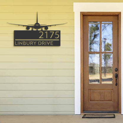 Personalized Airplane Aircraft pilot Metal Address Sign House Number, Hanging Address Plaque Yard Sign, Outdoor Sign Garden Stake
