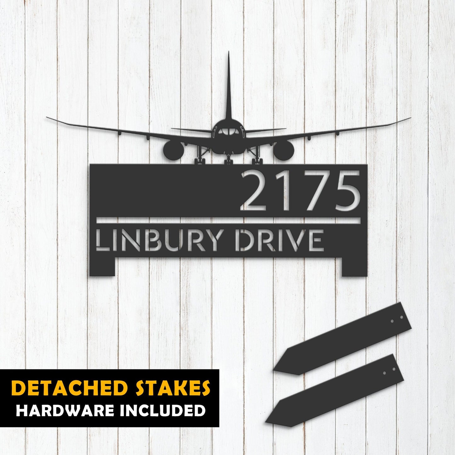 Personalized Airplane Aircraft pilot Metal Address Sign House Number, Hanging Address Plaque Yard Sign, Outdoor Sign Garden Stake