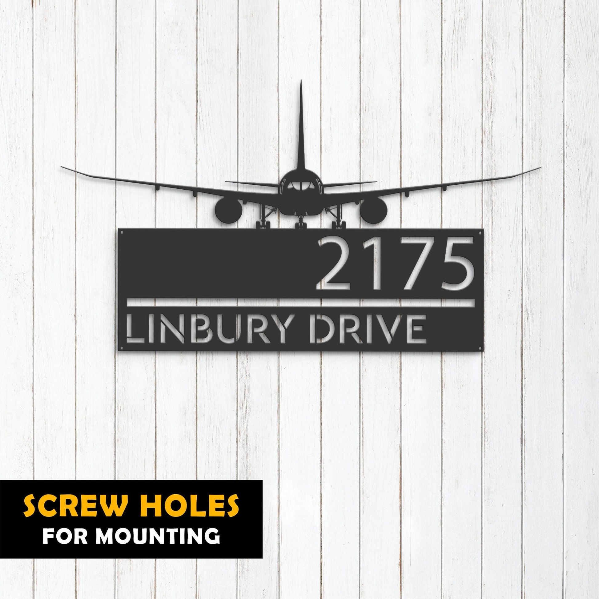 Personalized Airplane Aircraft pilot Metal Address Sign House Number, Hanging Address Plaque Yard Sign, Outdoor Sign Garden Stake