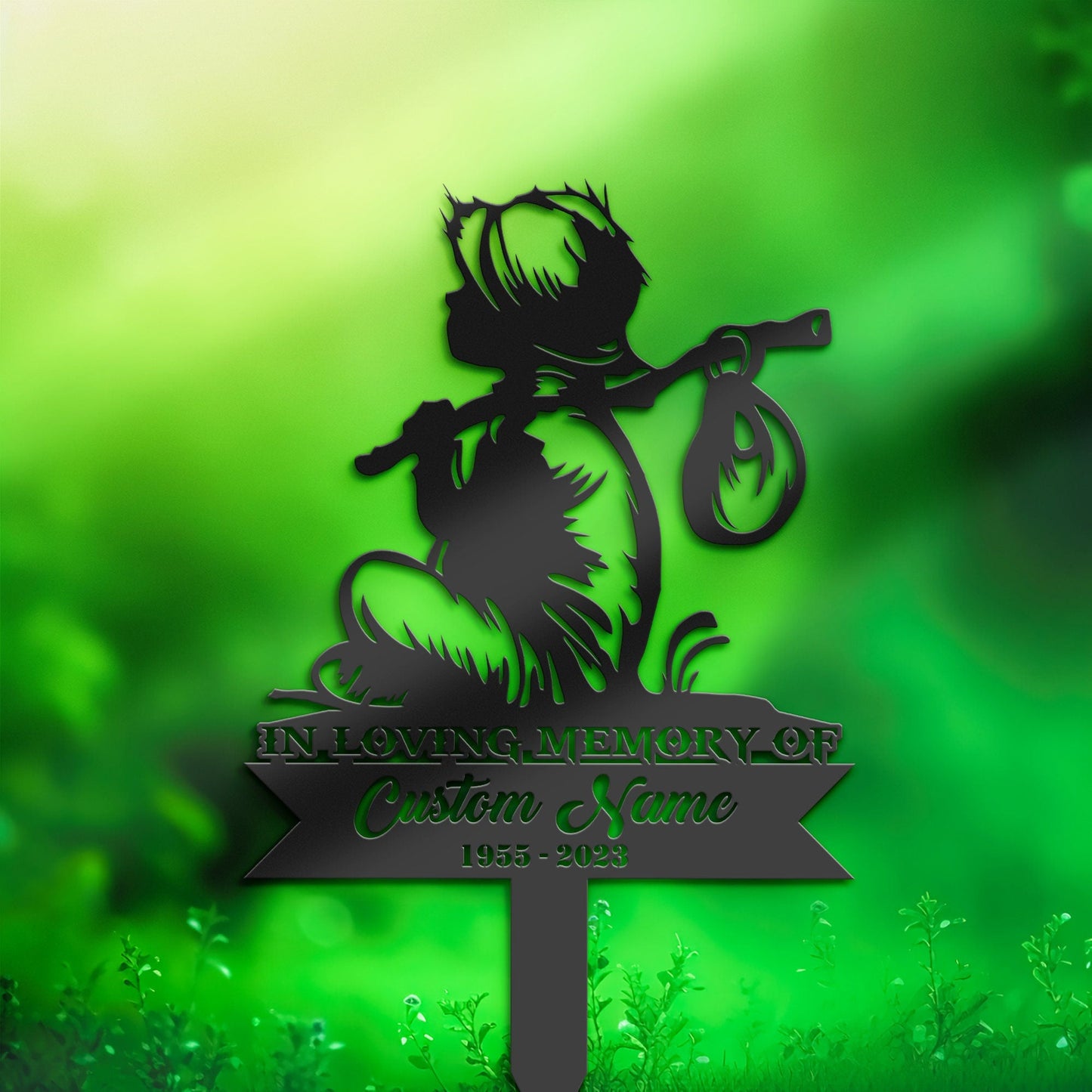 Personalized Child sitting Memorial Stake, Metal Stake, Sympathy Sign, Grave Marker, Remembrance Stake