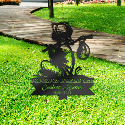 Personalized Child sitting Memorial Stake, Metal Stake, Sympathy Sign, Grave Marker, Remembrance Stake