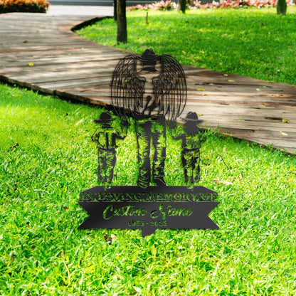 Personalized Angel father cowboy son and daughter Memorial Stake, Metal Stake, Sympathy Sign, Grave Marker, Remembrance Stake
