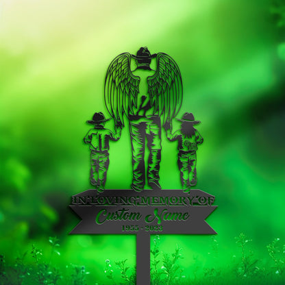 Personalized Angel father cowboy son and daughter Memorial Stake, Metal Stake, Sympathy Sign, Grave Marker, Remembrance Stake