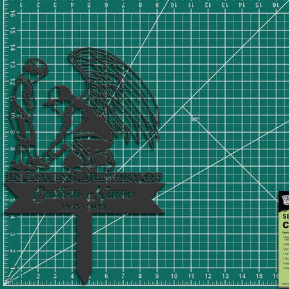 Personalized Basketball angel father and son Memorial Stake, Metal Stake, Sympathy Sign, Grave Marker, Remembrance Stake