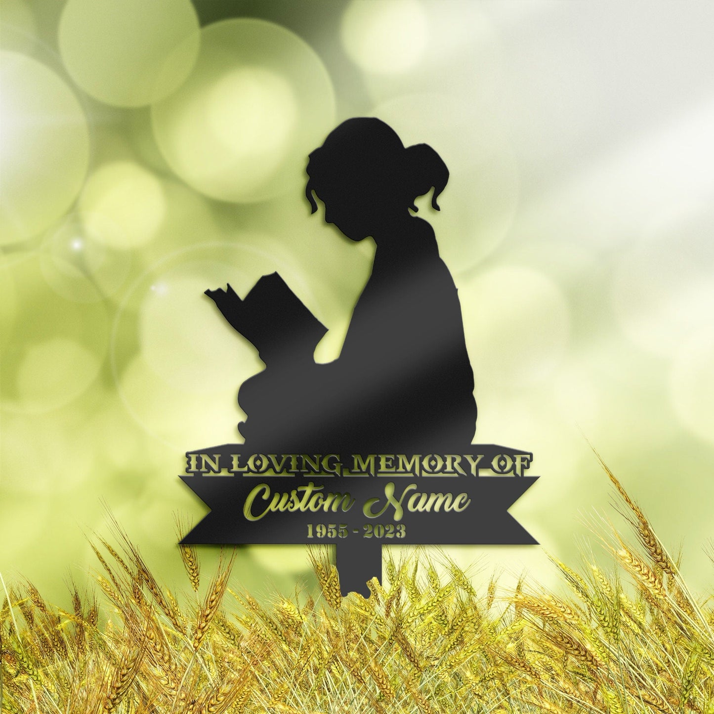 Personalized Book lover girl Memorial Stake, Metal Stake, Sympathy Sign, Grave Marker, Remembrance Stake