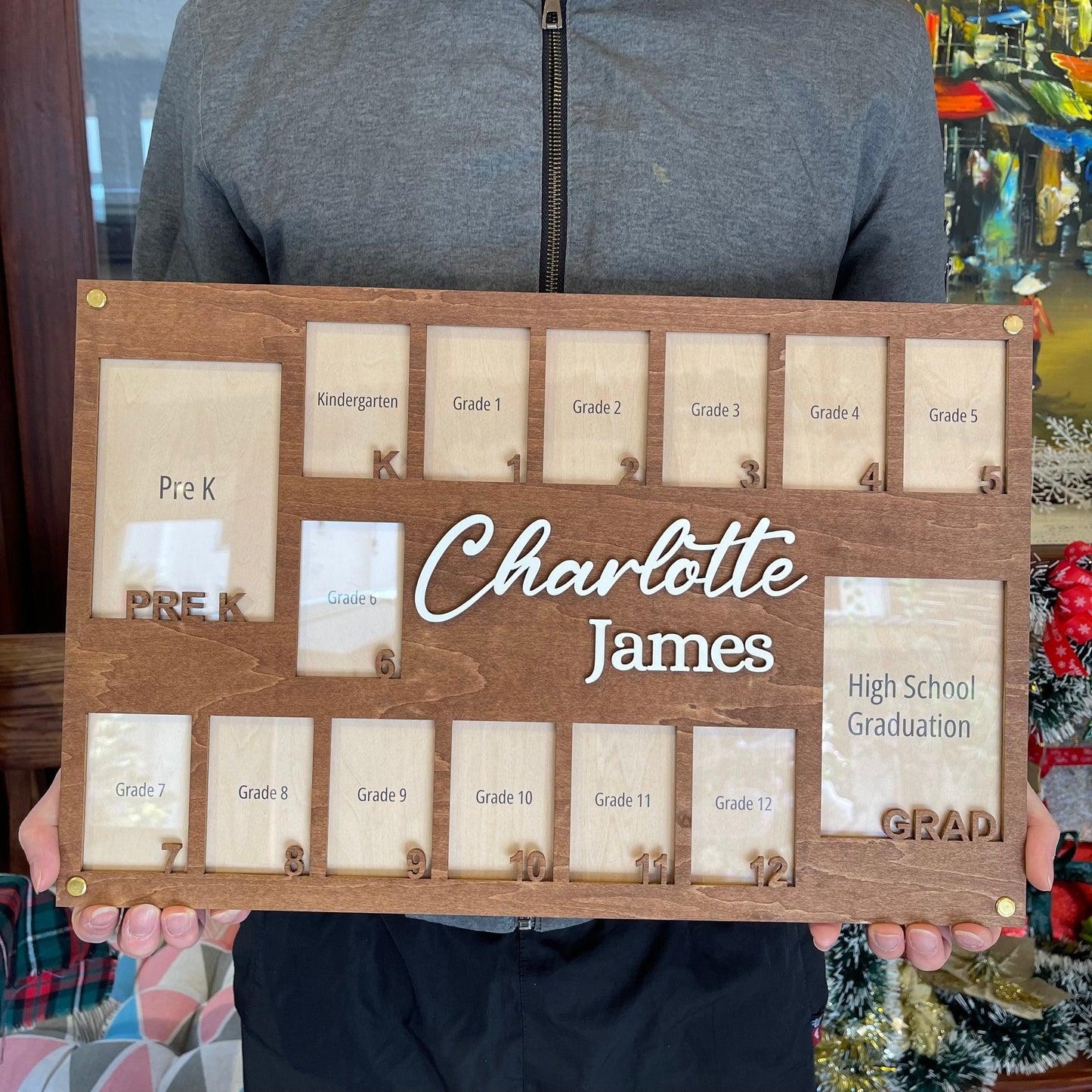 Personalized School Years Photo Frame: Pre-K to Graduation Picture Display