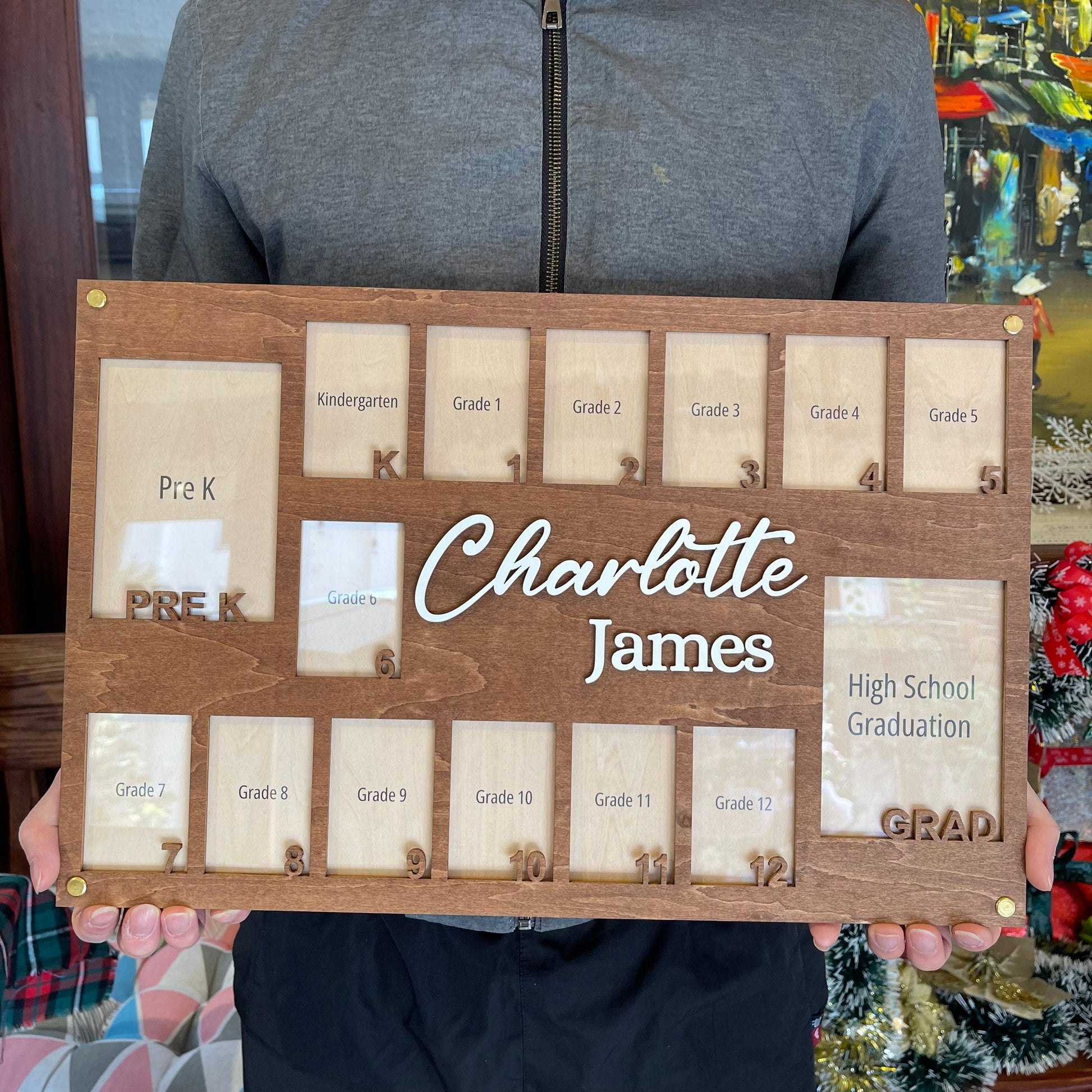 Personalized School Years Photo Frame: Pre-K to Graduation Picture Display