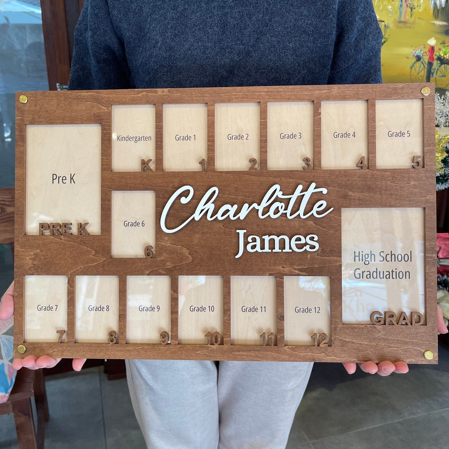 Personalized School Years Photo Frame: Pre-K to Graduation Picture Display