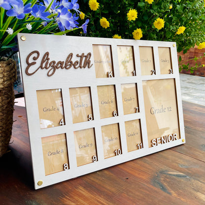 Personalized School Years Photo Frame: Kindergarten to Graduation