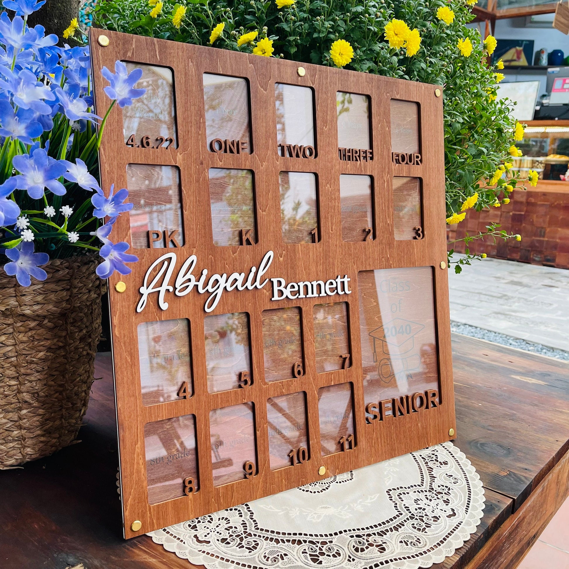 LARGE School Picture Frame, Birth through Graduation School Years Photo Frame, Personalized Grade School Photo Frame, Senior Picture Gift