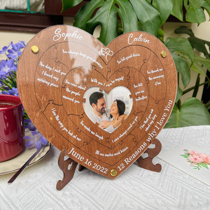 Reasons Why I Love You, Personalized Wooden Puzzle Anniversary Gift for Boyfriend Girlfriend, Birthday Gift for Her Him, Valentines Day Gift