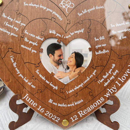 Reasons Why I Love You, Personalized Wooden Puzzle Anniversary Gift for Boyfriend Girlfriend, Birthday Gift for Her Him, Valentines Day Gift