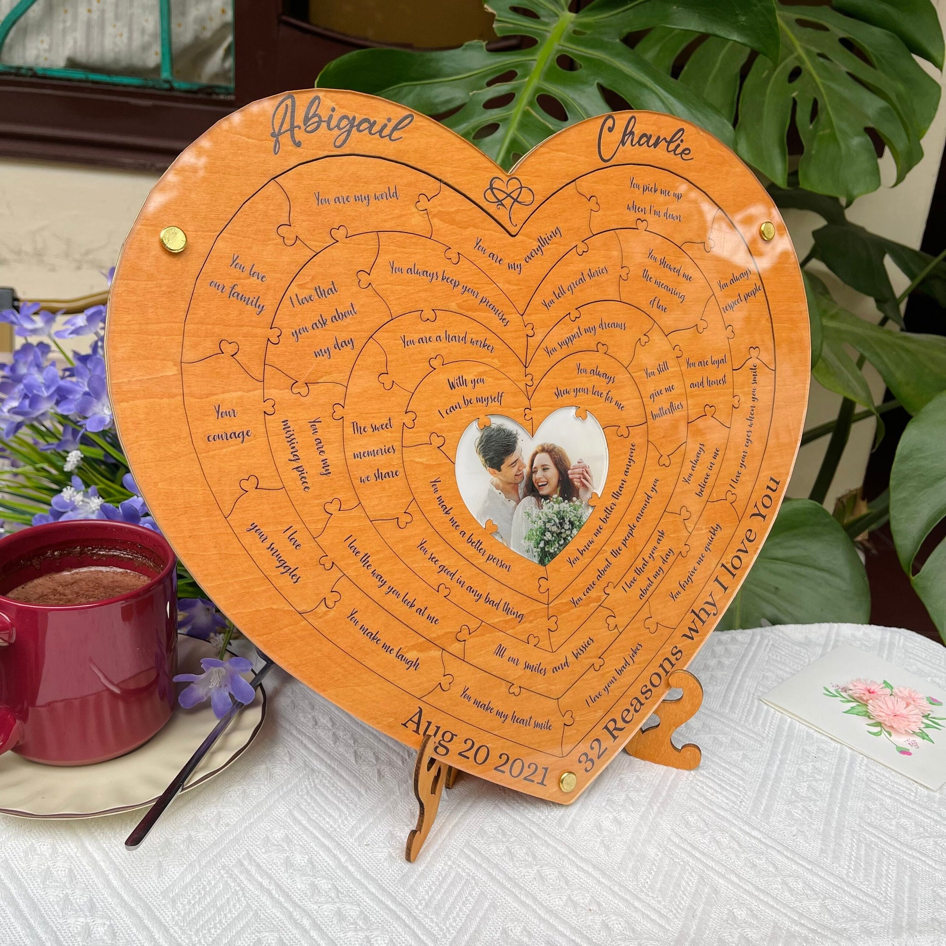 Personalized Reasons Why I Love You, Wooden Puzzle Anniversary Gift for Boyfriend Girlfriend, Birthday Gift for Her Him, Valentines Day Gift