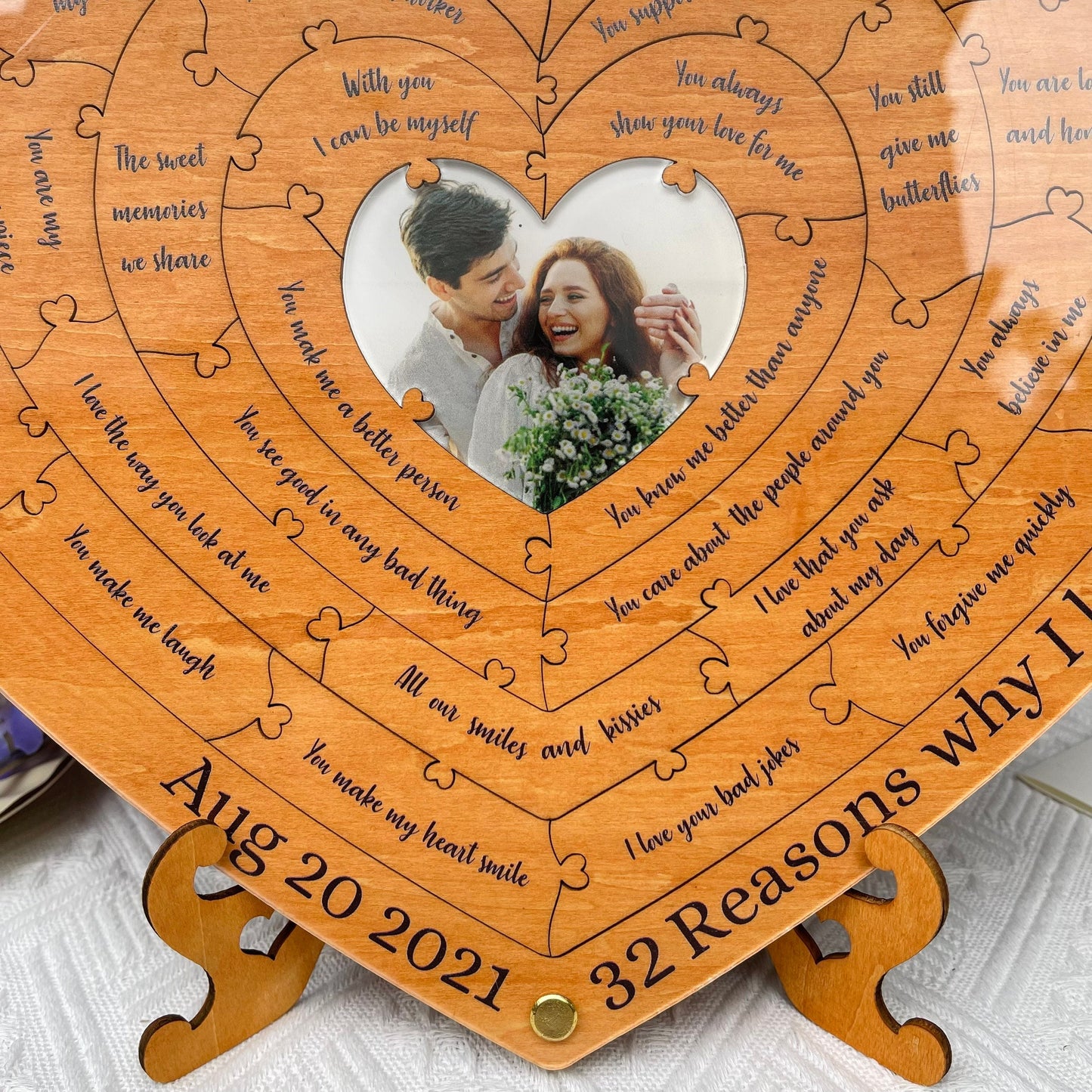 Personalized Reasons Why I Love You, Wooden Puzzle Anniversary Gift for Boyfriend Girlfriend, Birthday Gift for Her Him, Valentines Day Gift