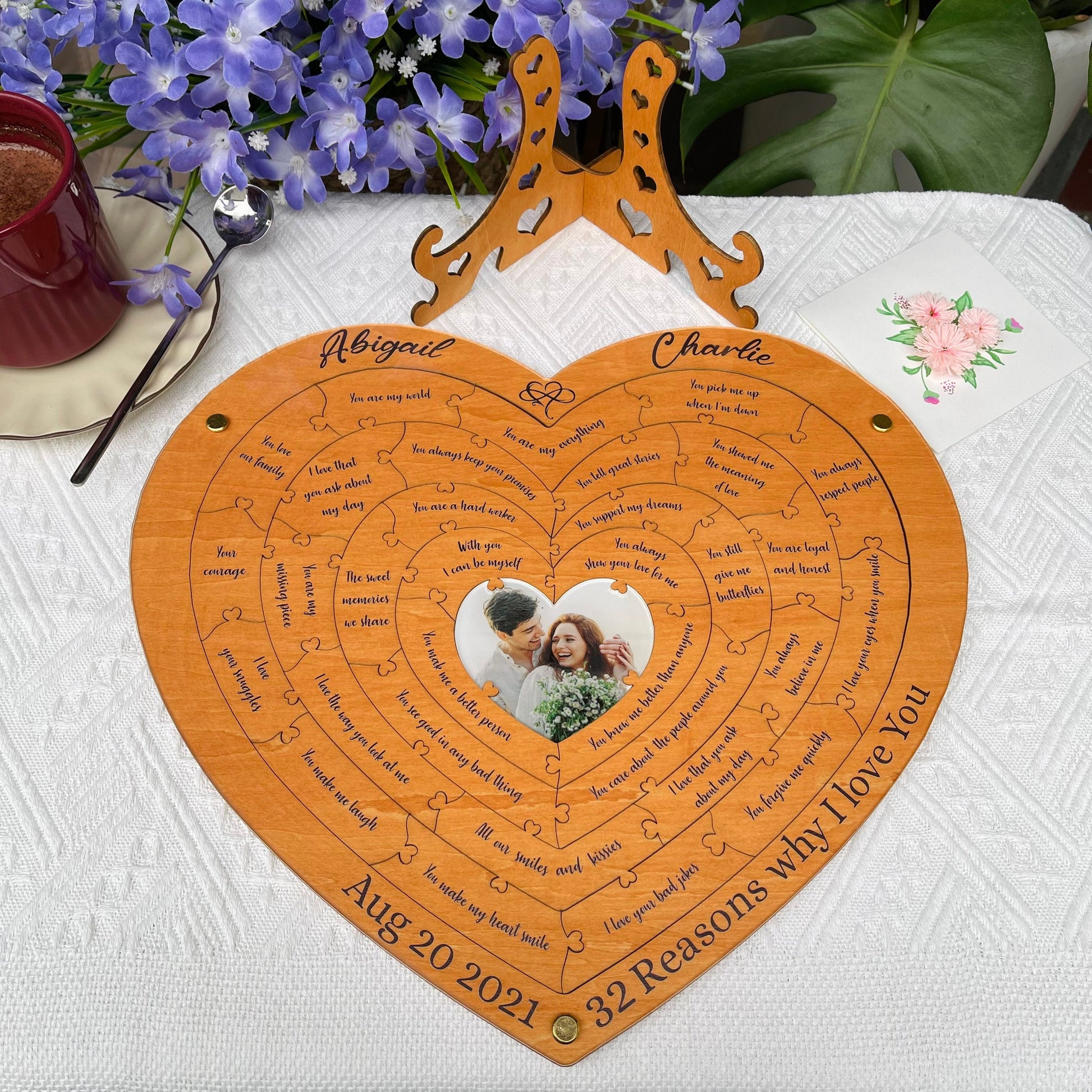 Personalized Reasons Why I Love You, Wooden Puzzle Anniversary Gift for Boyfriend Girlfriend, Birthday Gift for Her Him, Valentines Day Gift