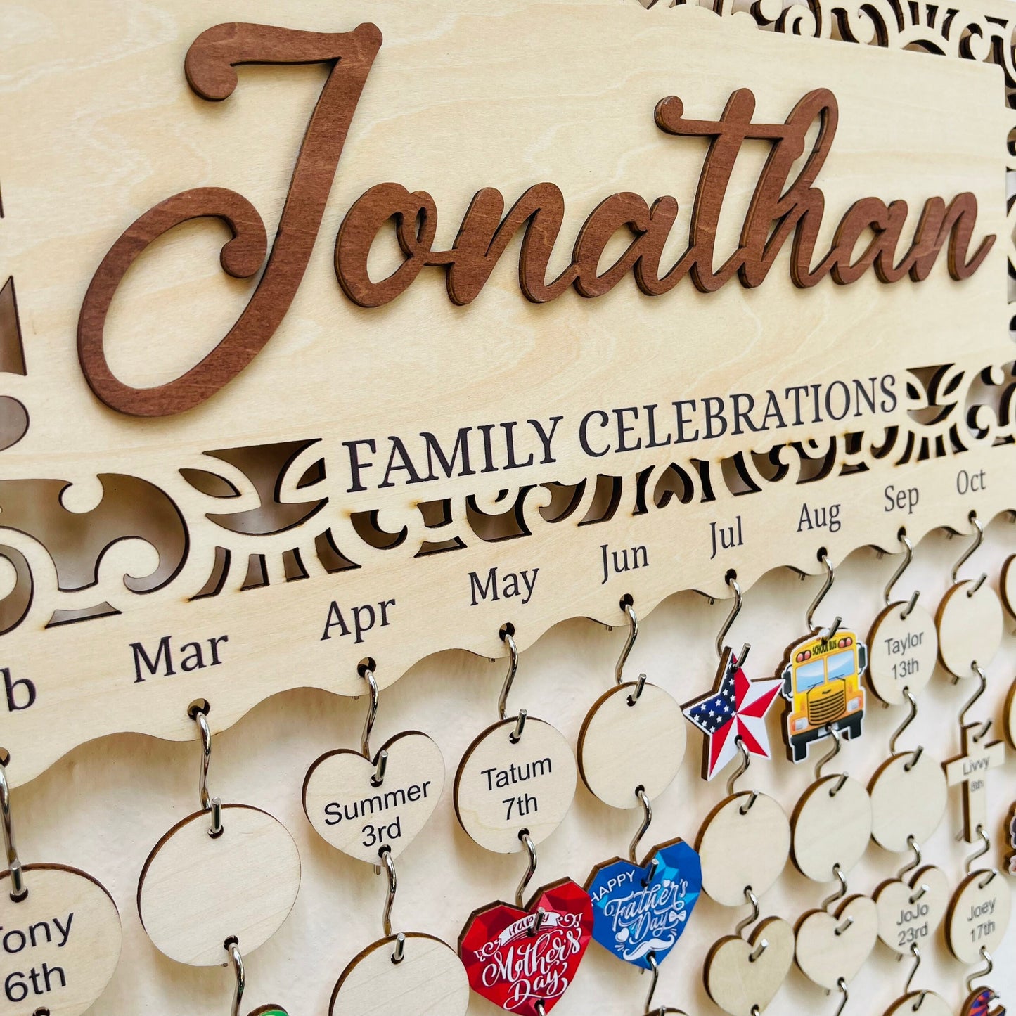 Personalized Family Birthday Calendar: Maple Wood Celebrations Board