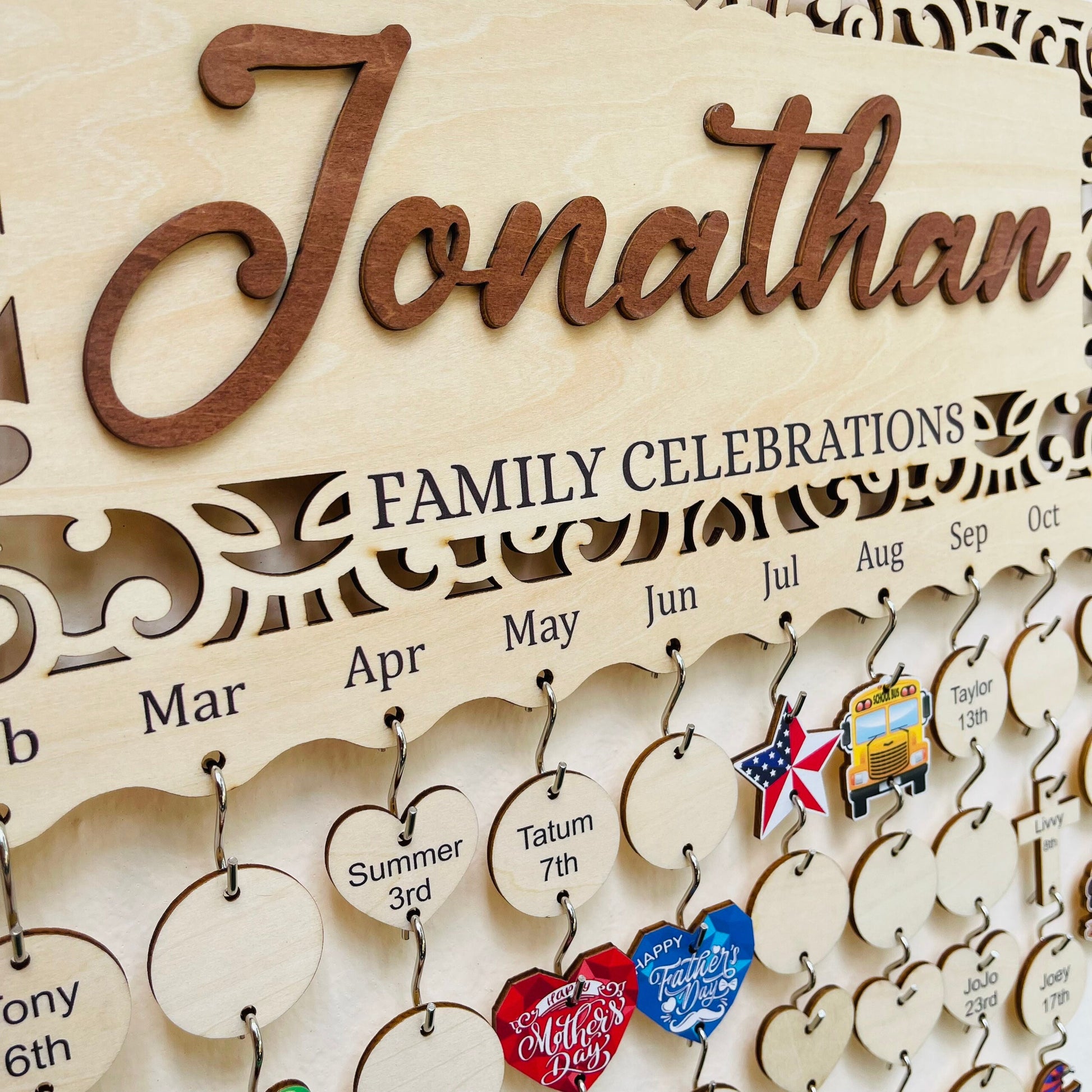Personalized Family Birthday Calendar: Maple Wood Celebrations Board