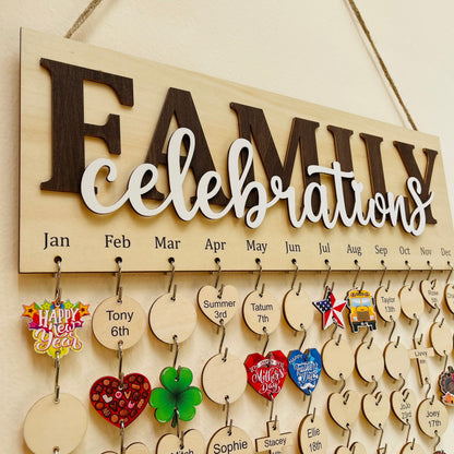 Personalized Family Birthday Calendar Board: Maple Wood Anniversary Sign