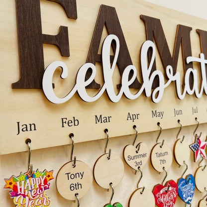 Personalized Family Birthday Calendar Board: Maple Wood Anniversary Sign