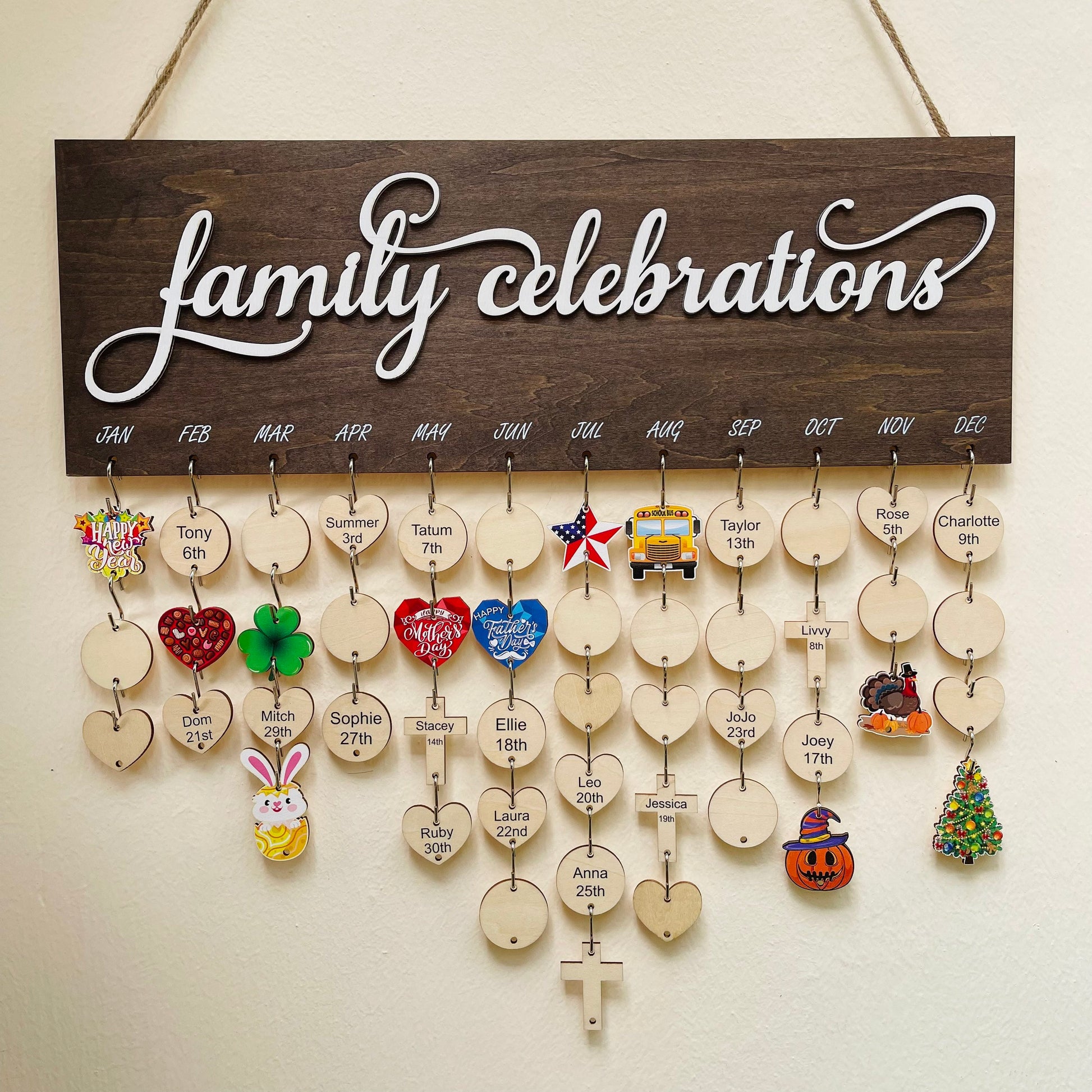 Personalized Family Birthday Calendar: Maple Wood Celebration Board