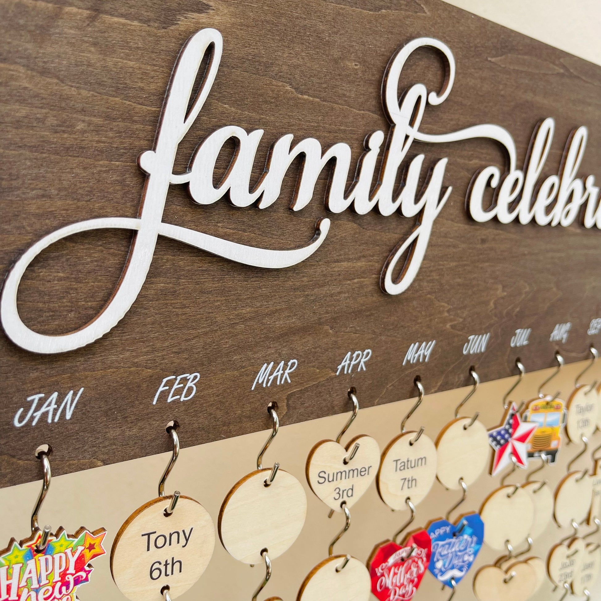 Personalized Family Birthday Calendar: Maple Wood Celebration Board