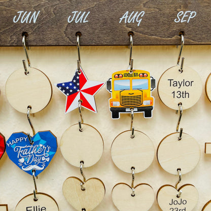 Personalized Family Birthday Calendar: Maple Wood Celebration Board