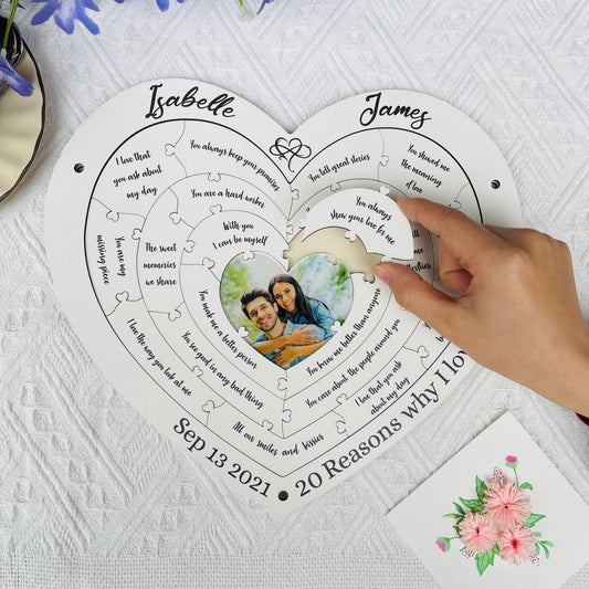 Personalized Reasons Why I Love You Puzzle: Anniversary Photo Gift
