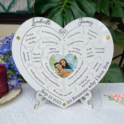 Personalized Wooden Puzzle Picture Frame: Reasons Why I Love You