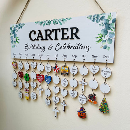 Personalized Family Birthday Board: Maple Wood Celebration Calendar
