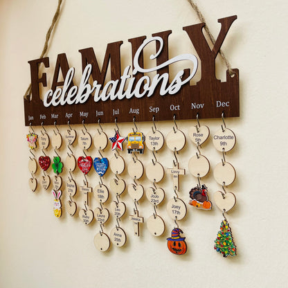 Personalized Family Birthday Calendar Board with Holiday Tags