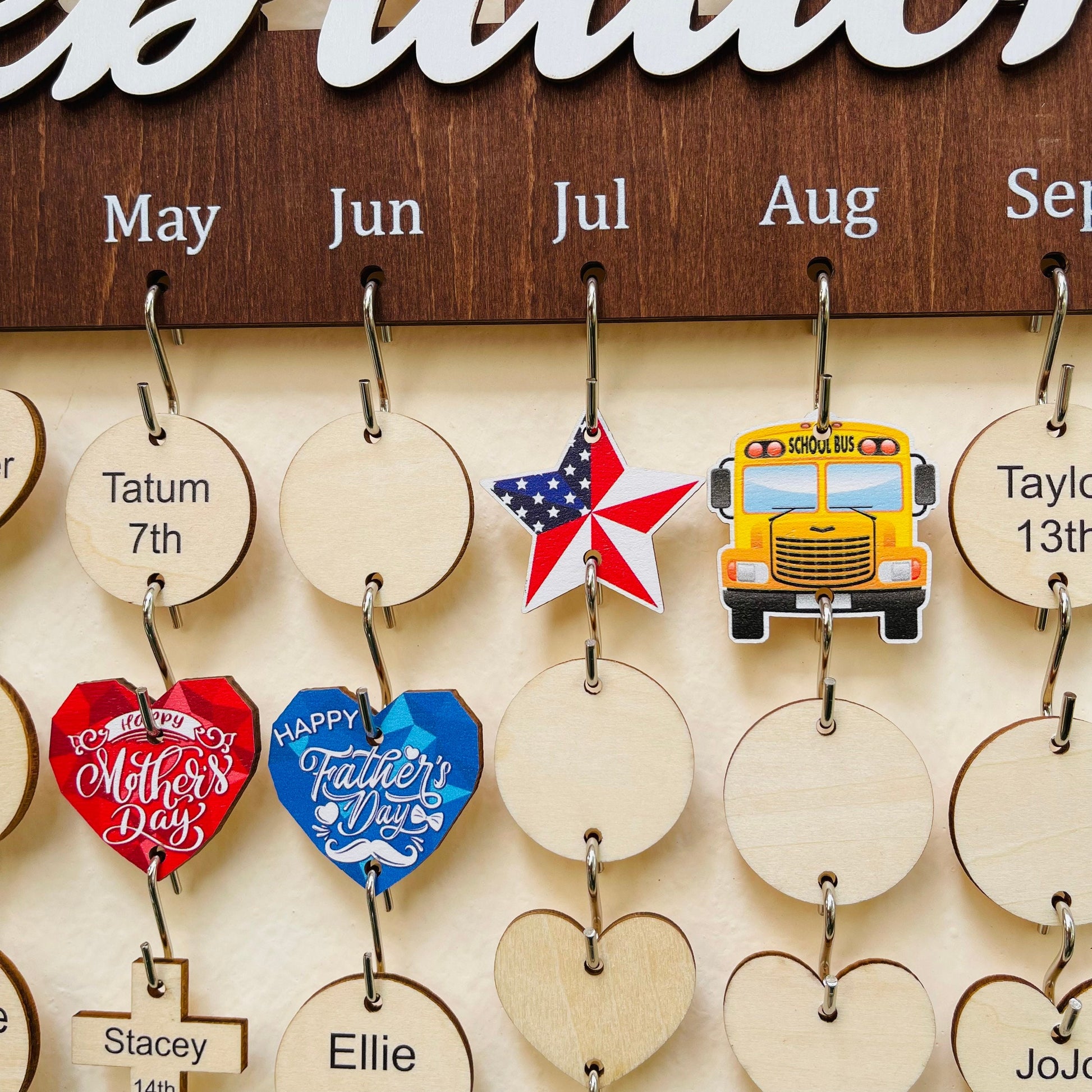 Personalized Family Birthday Calendar Board with Holiday Tags