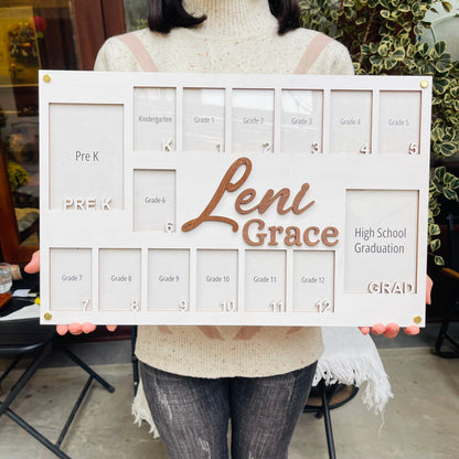 Personalized School Years Photo Frame: Pre-K to Graduation Picture Display