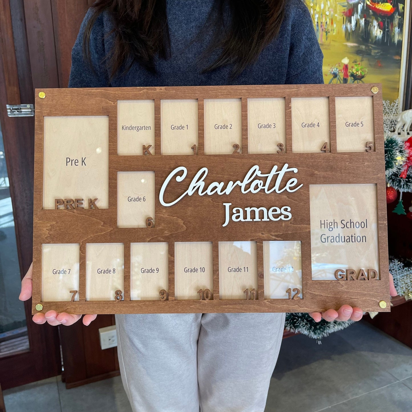 Personalized School Years Photo Frame: Pre-K to Graduation Picture Display