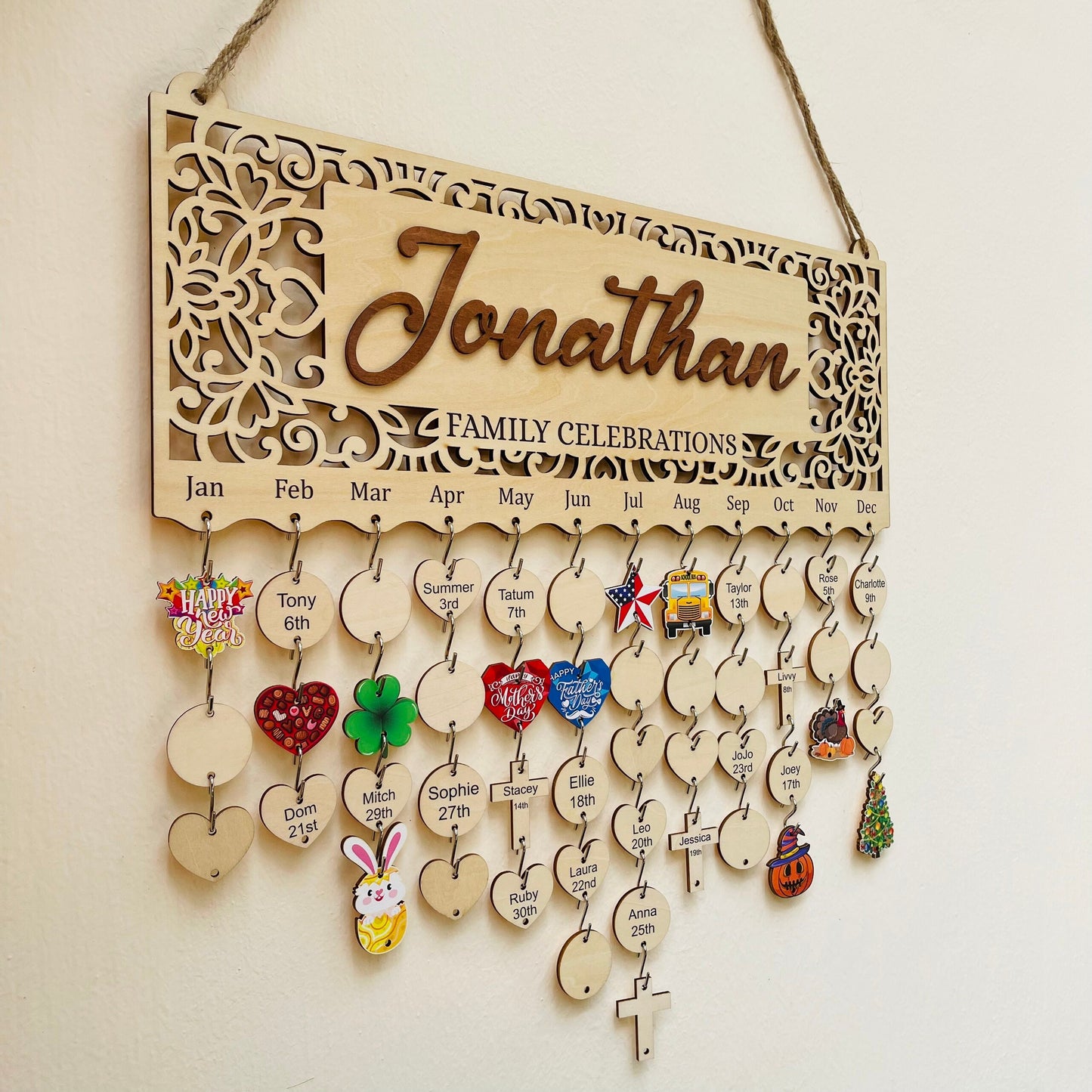 Personalized Family Birthday Calendar: Maple Wood Celebrations Board