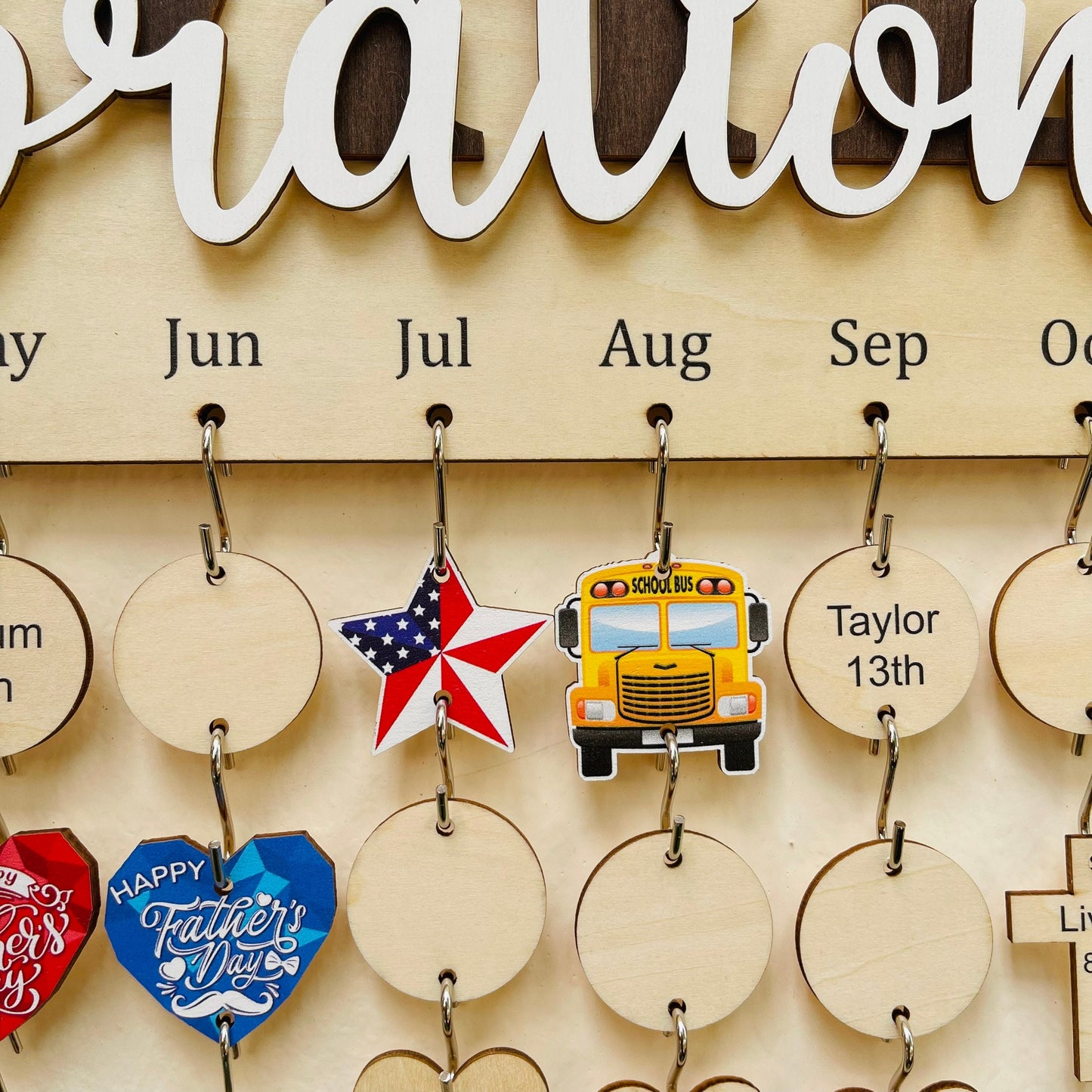 Personalized Family Birthday Calendar Board: Maple Wood Anniversary Sign