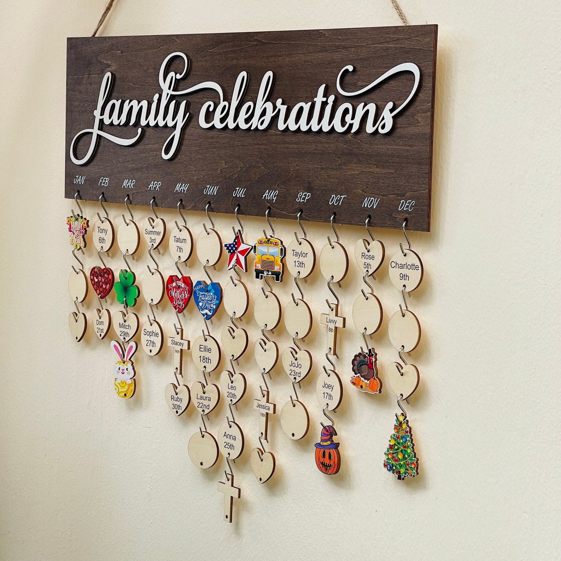 Personalized Family Birthday Calendar: Maple Wood Celebration Board