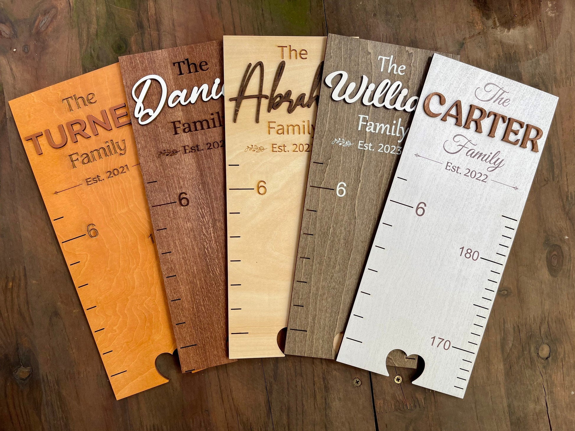 Personalized Family Growth Chart: Wooden Baby Height Ruler, Nursery Decor