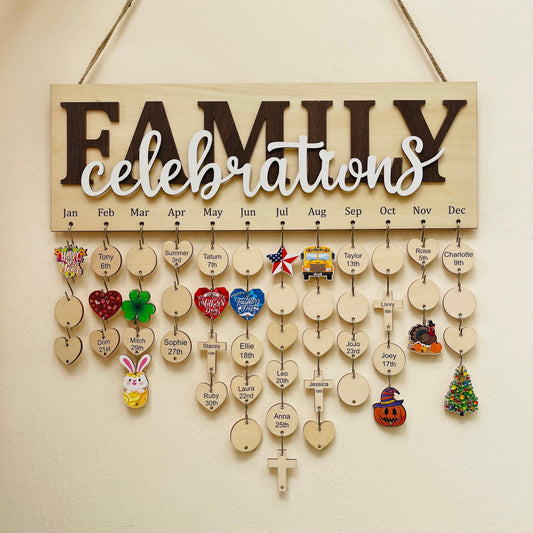 Personalized Family Birthday Calendar Board: Maple Wood Anniversary Sign