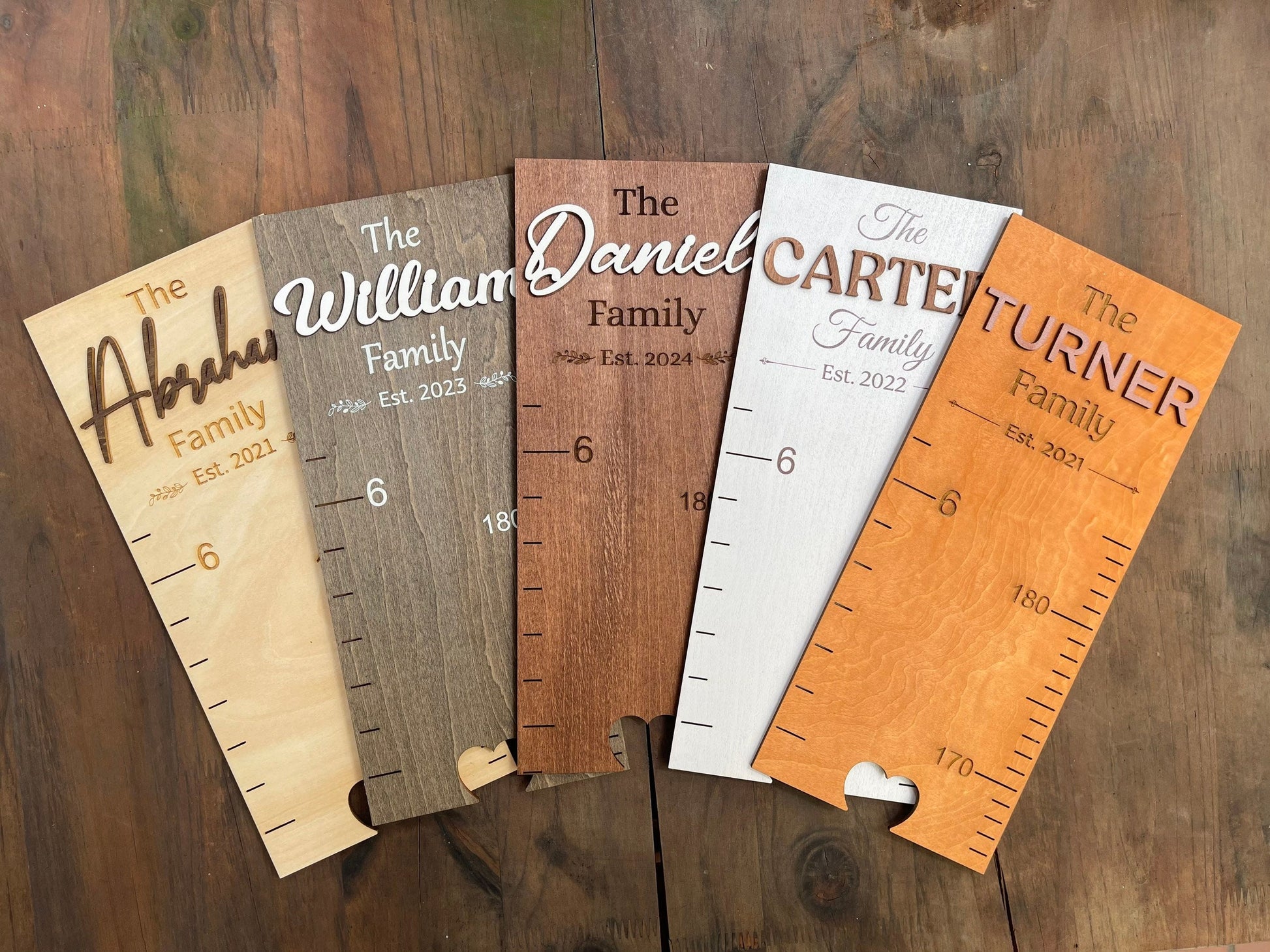 Personalized Wood Growth Chart: Family Name Nursery Decor