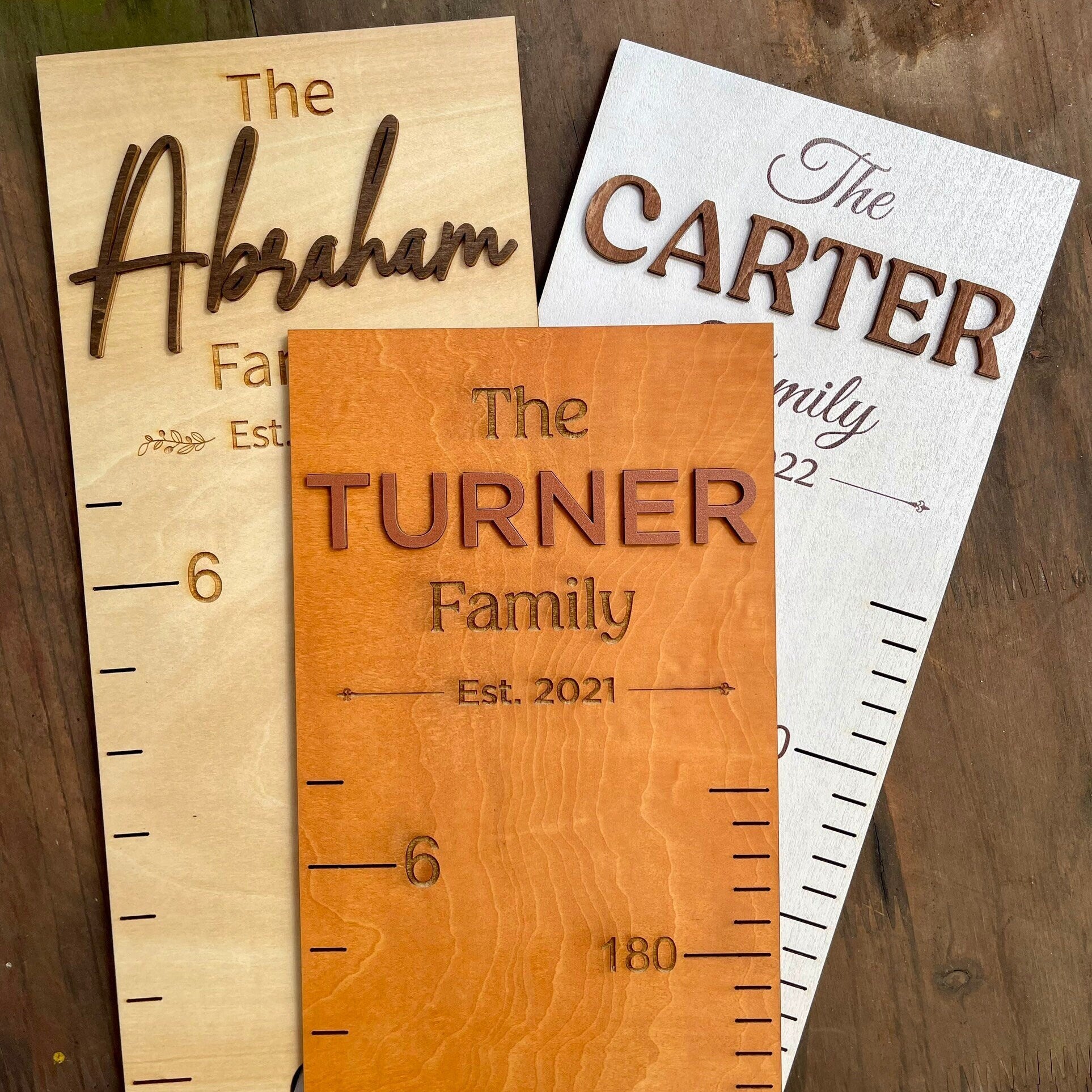 Personalized Wood Growth Chart: Family Name Nursery Decor