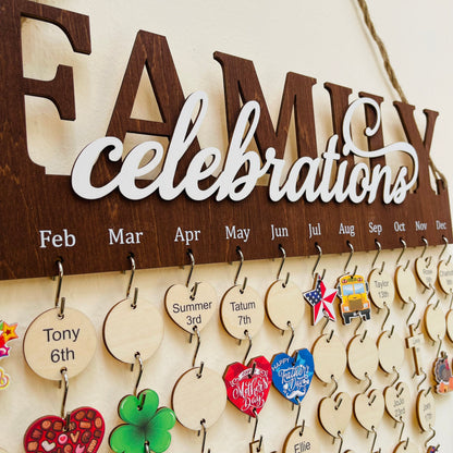 Personalized Family Birthday Calendar Board with Holiday Tags