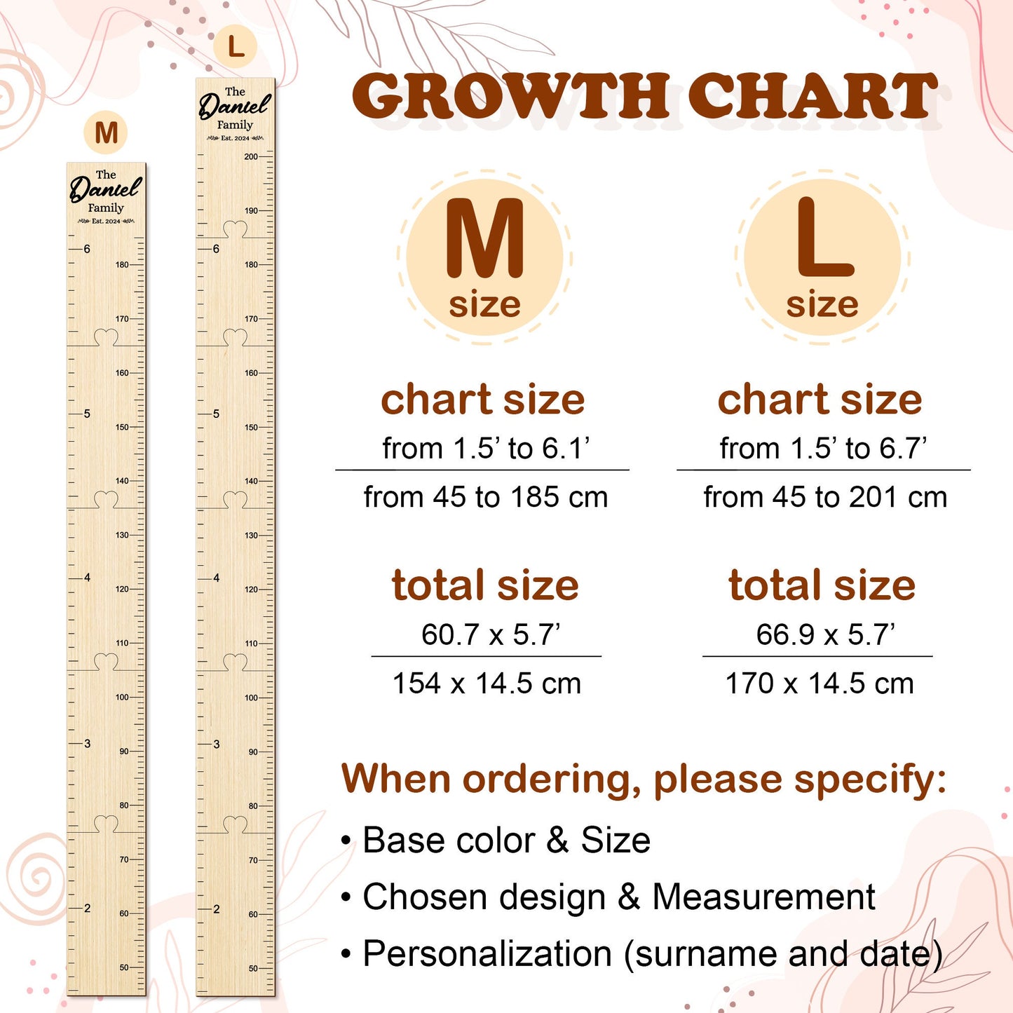 Personalized Wood Growth Chart: Family Name Nursery Decor