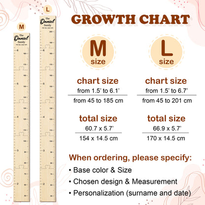 Personalized Wood Growth Chart: Family Name Nursery Decor
