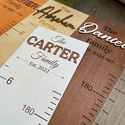 Personalized Family Growth Chart: Wooden Baby Height Ruler, Nursery Decor