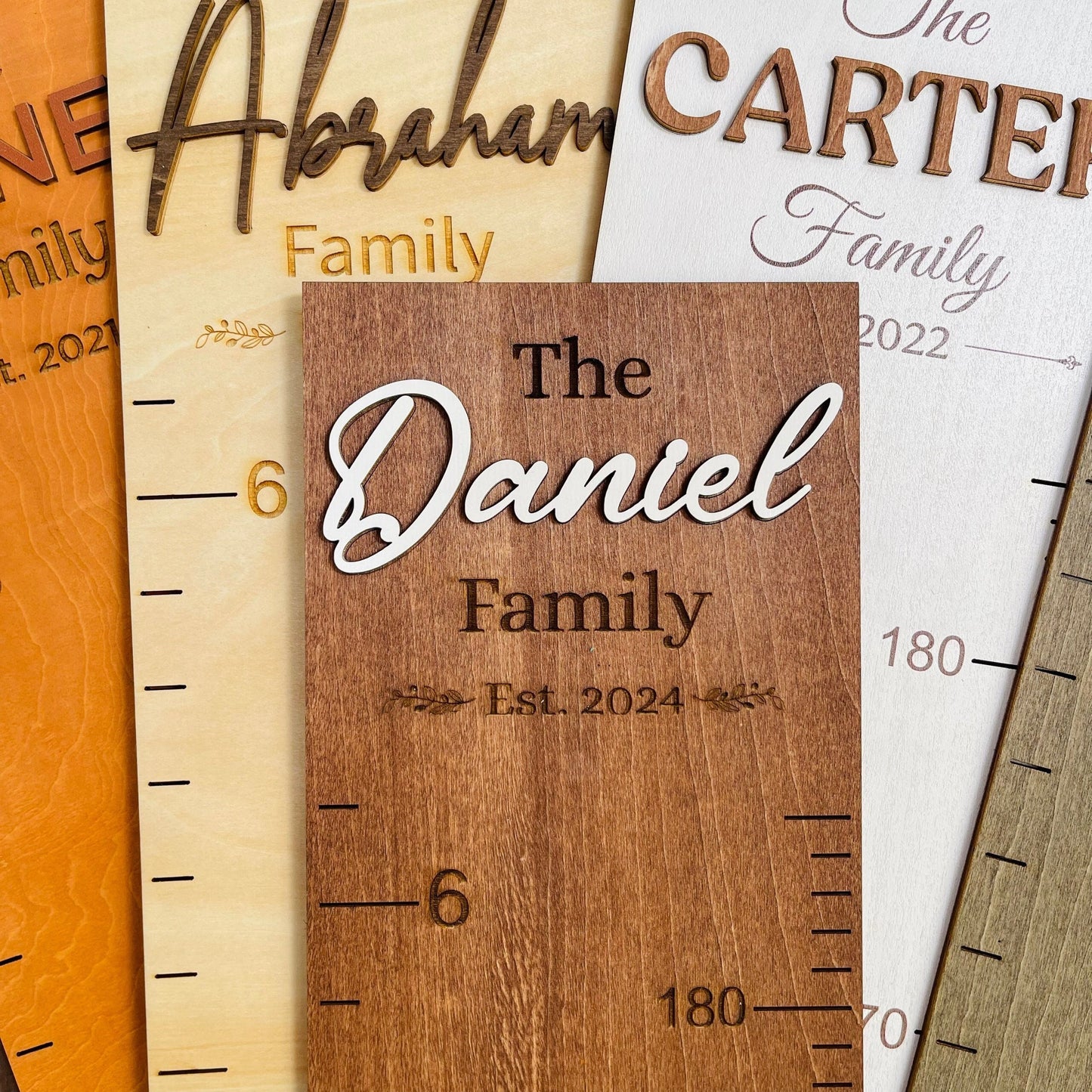 Family Growth Chart Personalized Wood Growth Chart Height Chart for Kids Height Ruler for Wall Wooden Nursery Decor Baby Shower Gift