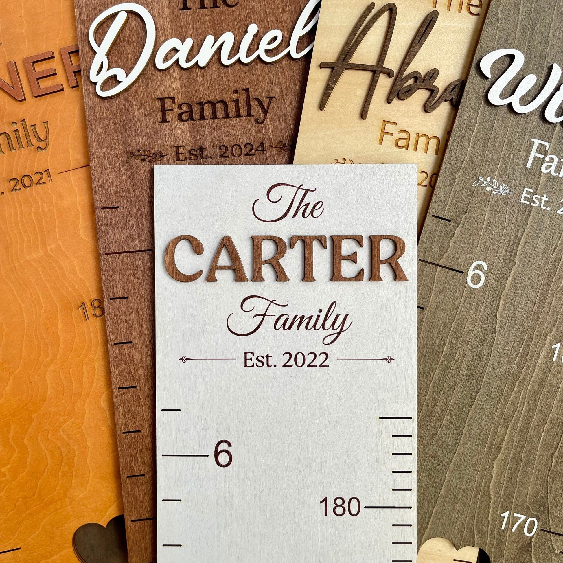 Personalized Family Growth Chart: Wooden Baby Height Ruler, Nursery Decor